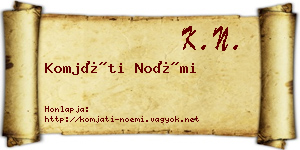 Komjáti Noémi névjegykártya